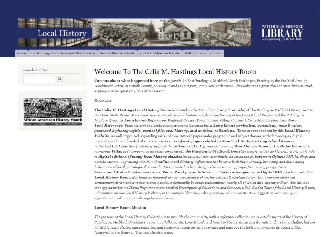 PML Local History webpage 1